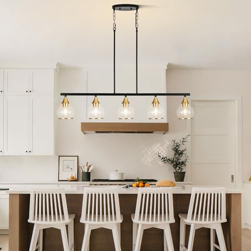 Island Light for Kitchen (Black and Gold / 5-Light)
