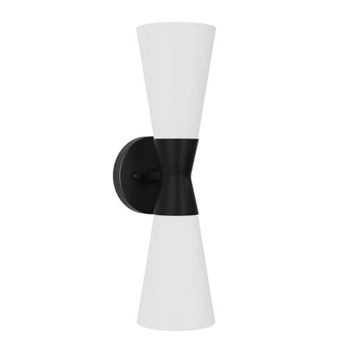 Indoor Wall Sconce 2 Light Modern Up and Down Wall Sconce Small Indoor Exterior in Textured Black Finish Easy Install Light Fixtures for Hallway Entrance