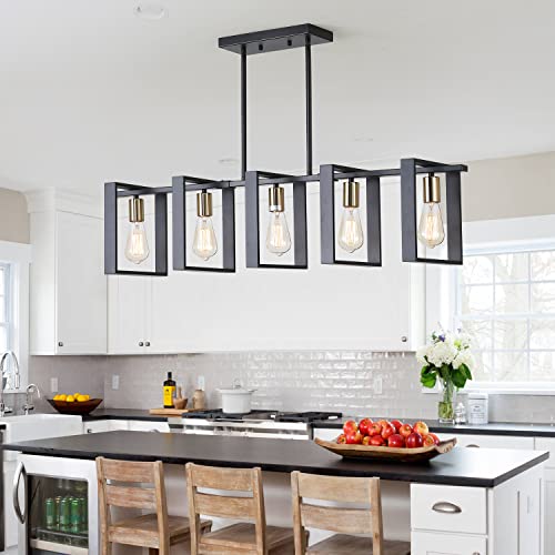 41.5" Mid Century Dining Room Chandelier (Black / 5 Lights A)