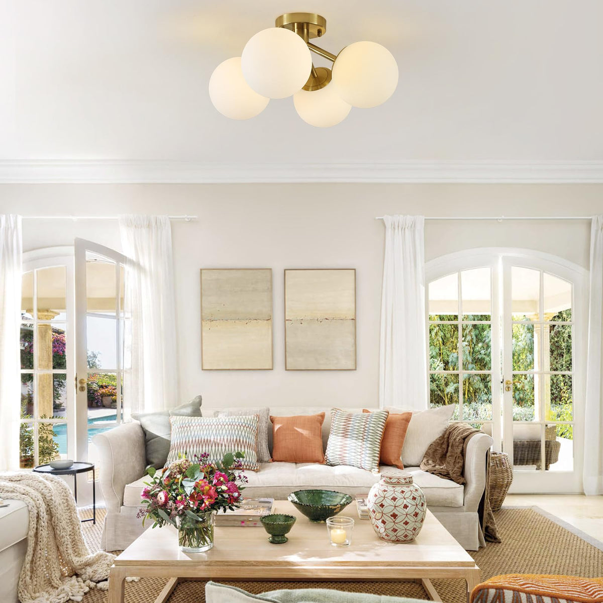4 Light Mid Century Modern Ceiling Light (4-Light Gold / 4-Light)