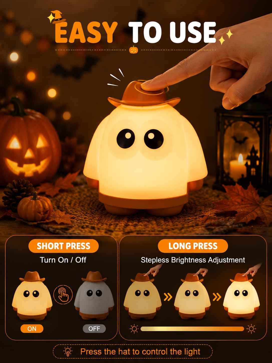 Halloween Ghost Night Light (Ghost-Orange)