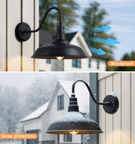 14" Outdoor Barn Gooseneck Lights (14 Dome - 2 Pack)