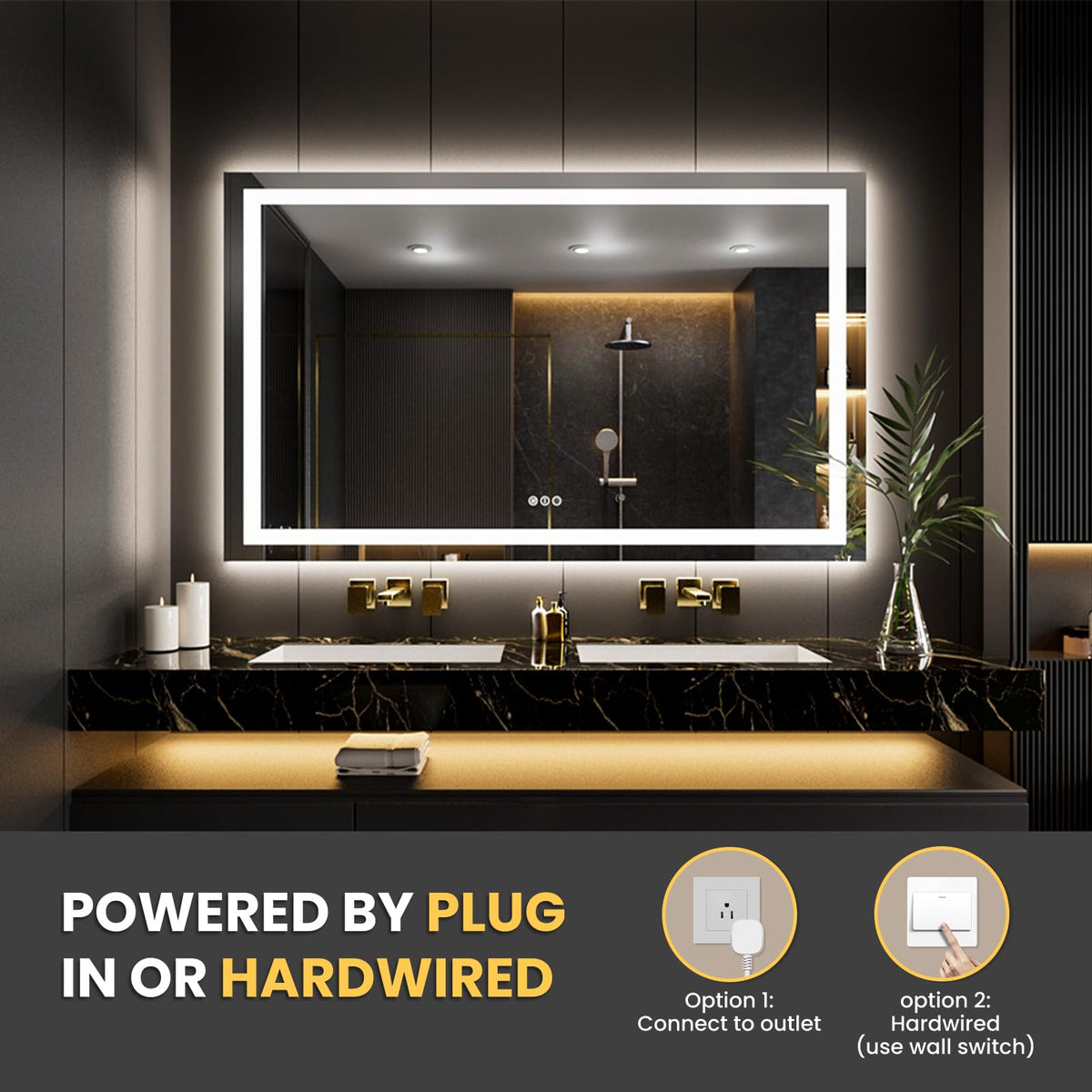 66"X40" LED Bathroom Mirror with Lights (Led / 66"L x 40"W)