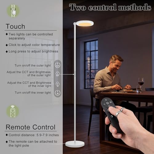 36W 2500lm Bright LED Floor Lamp for Living Room (White)