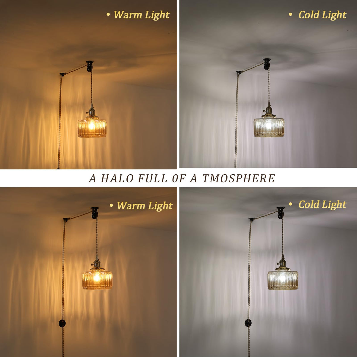 Plug in Pendant Light Hanging Light Fixture Corded On (Amber)