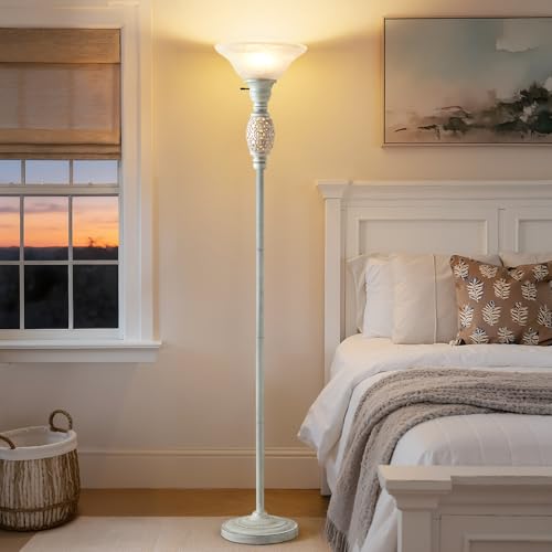 70" Torchiere Floor Lamp with NightLight (Silver Gray)