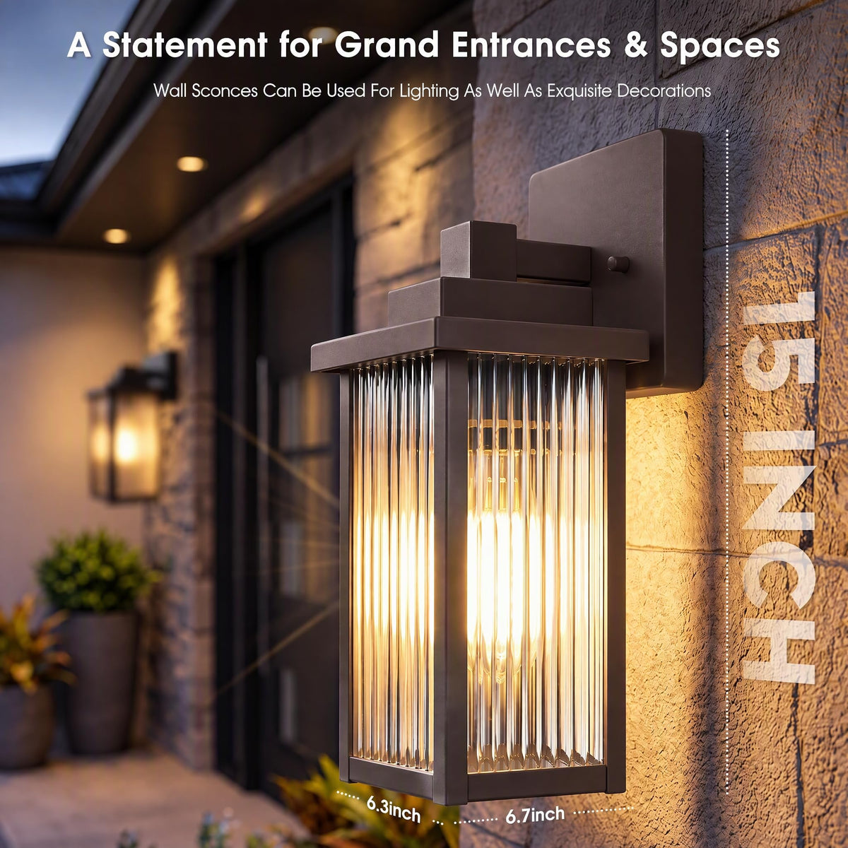 15" Oil Rubbed Bronze Outdoor Wall Light (Oil-Rubbed Bronze / 15''-1 Pack)