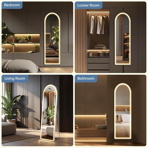 Arched LED Mirror Full Length Standing (White- Arched / 60"L x 16"W)