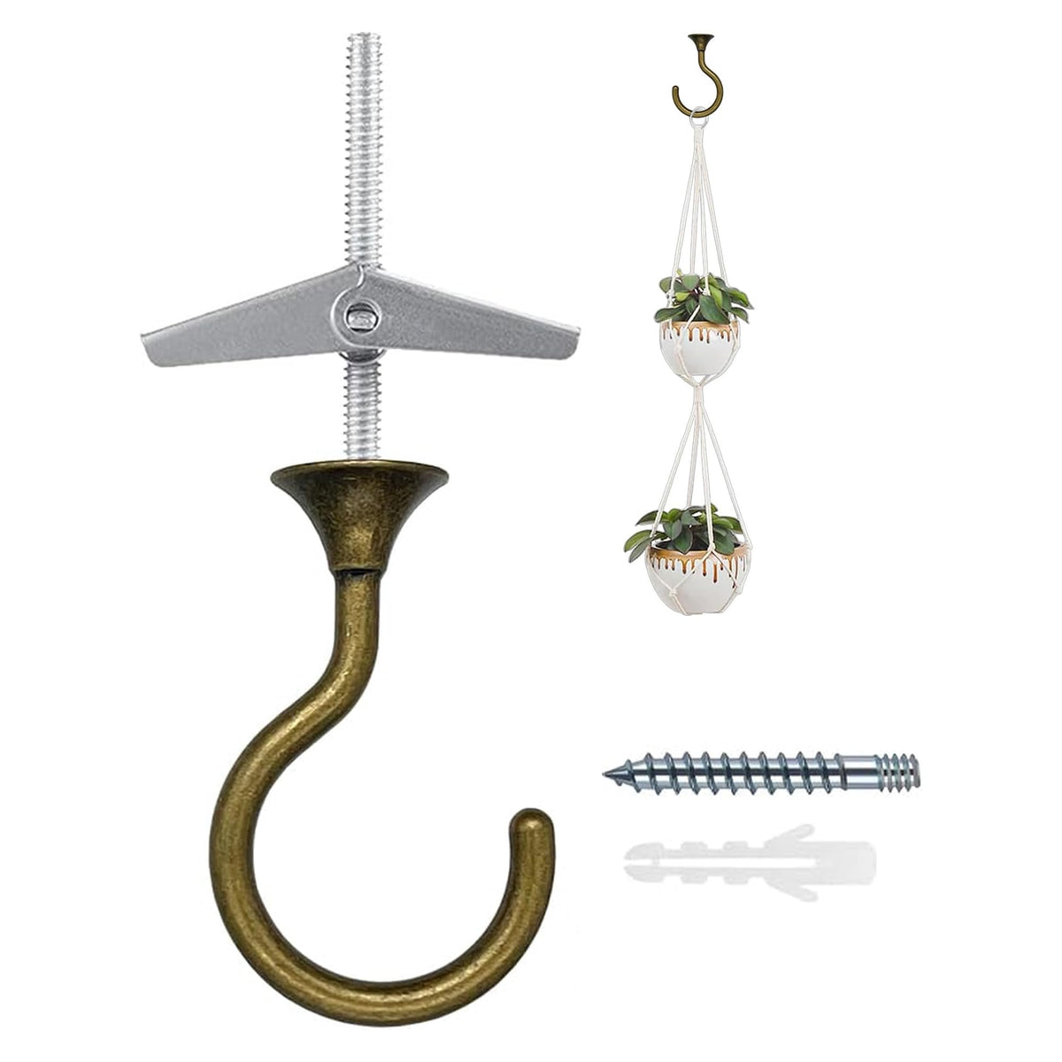 Heavy Duty Ceiling Hooks (Antique Brass)