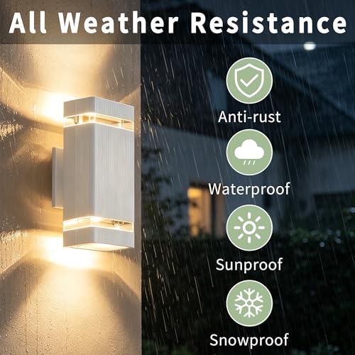 Square Outdoor Wall Lights (2 Packs-White / No Dusk to Dawn)