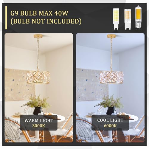 12" Gold Crystal Chandelier (Small Gold)