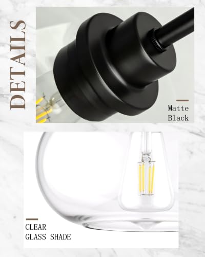 10 Inch Glass Pendant Light for Kitchen Island (Black)