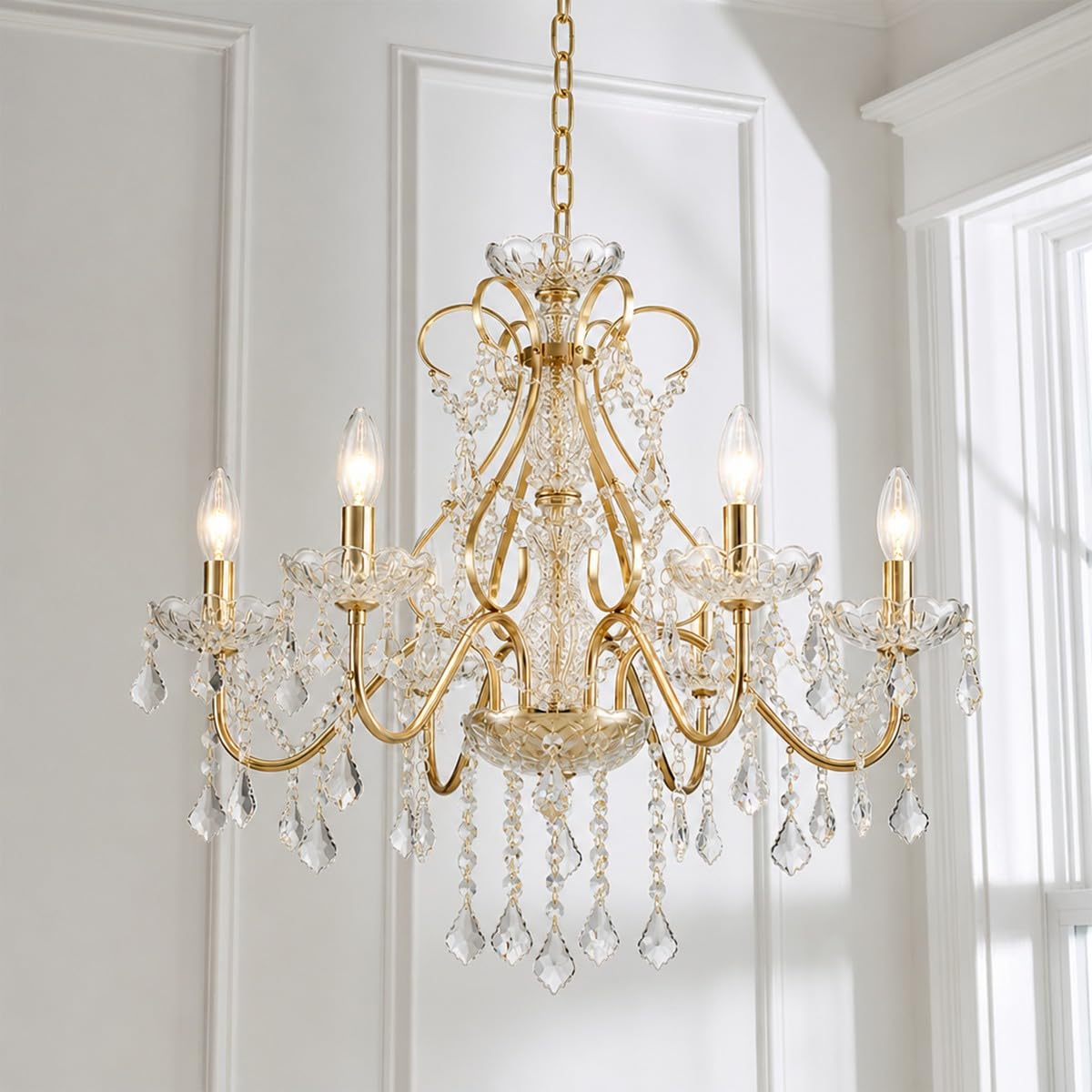 Saint Mossi 6 Light Crystal Chandelier Light Fixture Modern Chandelier Crystal Lighting (French Gold)