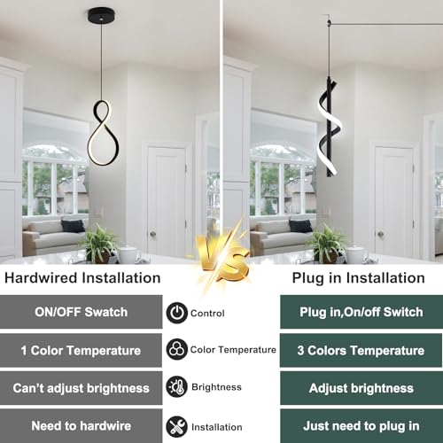 Plug in Pendant Light (Black,Dimmable)