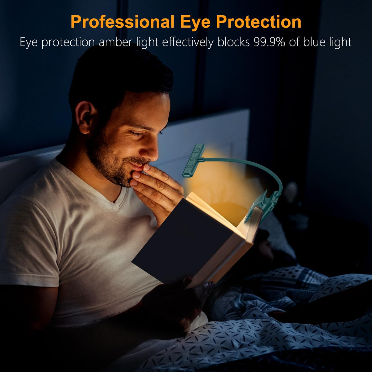 19 LED Rechargeable Book Light for Reading in Bed (Blackish Green)