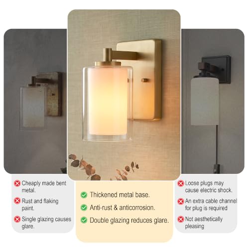 Wall Sconces Set of Two Matte Black Vanity Lights for Bathroom Indoor