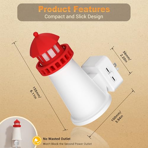 Night Lights Plug into Wall [2 Pack] 3D Printed Beacon Night Light (Lighthouse / 2 Pack)