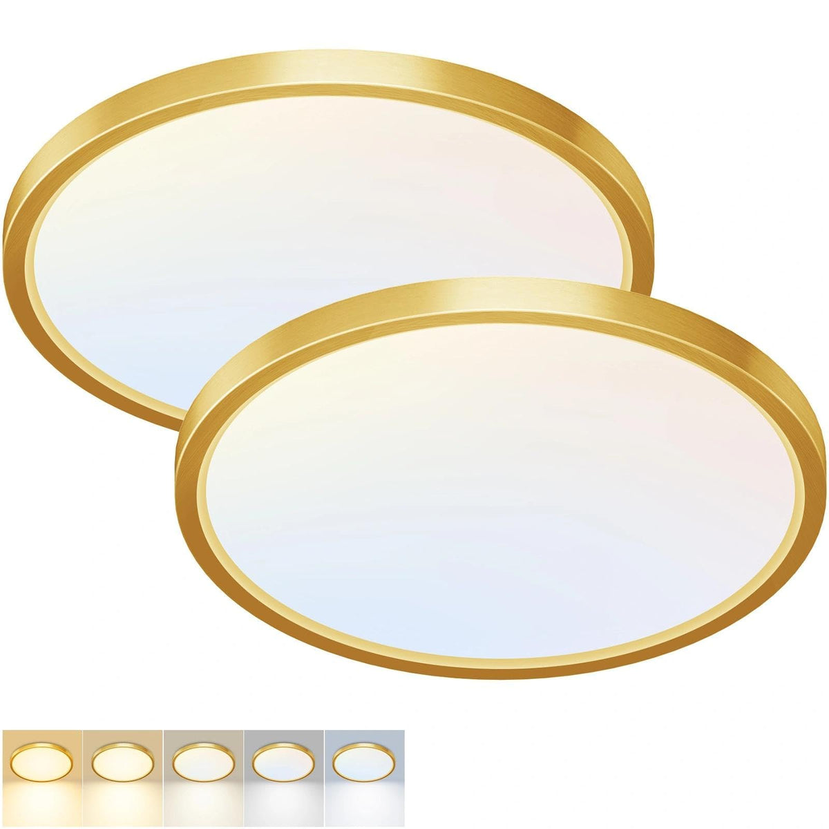 2 Pack LED Flush Mount Ceiling Light (Gold / 12 Inch-2pack)