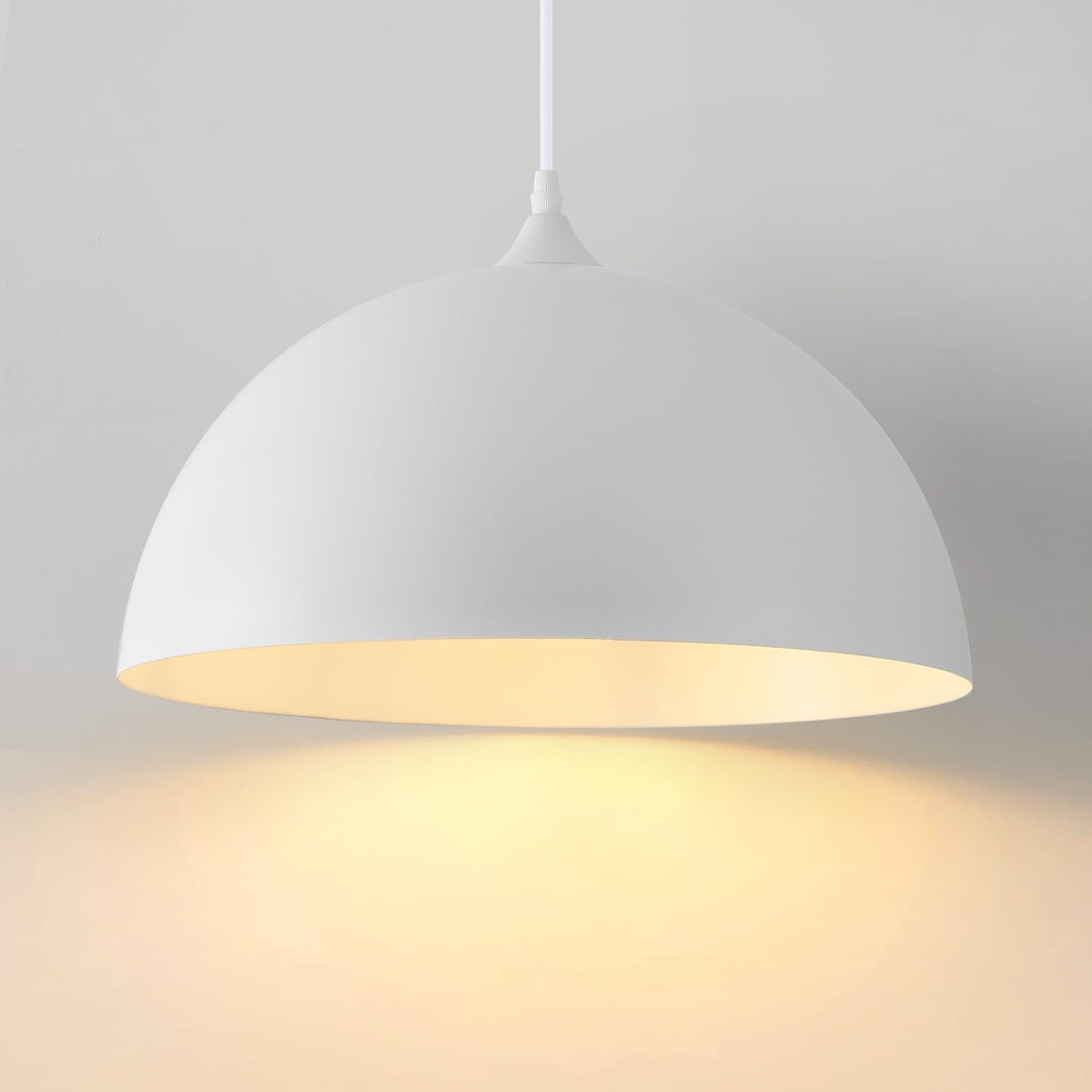 White Dome Pendant Lights Kitchen Island (White+White / 16"x1)