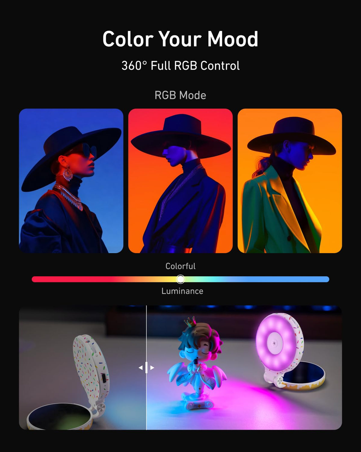 Magnetic Selfie Light for iPhone Magsafe and Android (RGB Selfie Light (Yellow-white))