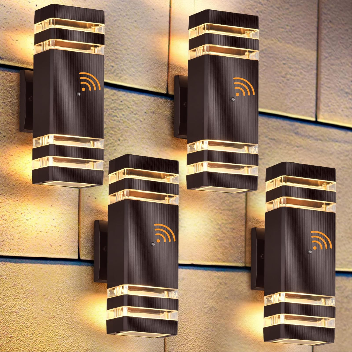 4 Pack Dusk to Dawn Outdoor Lighting (Brown / 2 Layer-4 Pack)