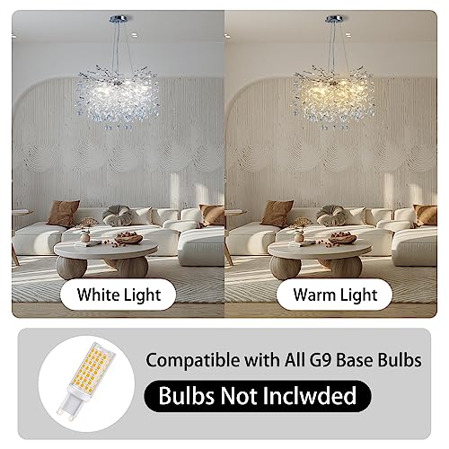 23.6" Silver Crystal Chandelier (Silver / Round-D23.6")