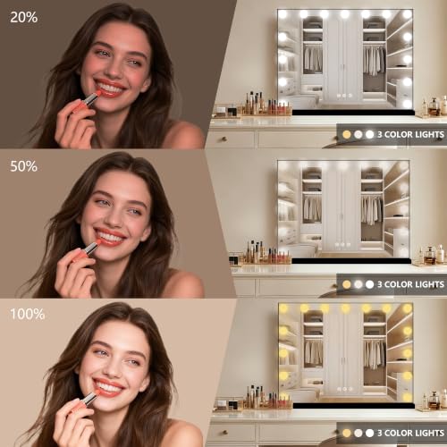 Vanity Mirror with Lights (Black / 23"L x 18"W)