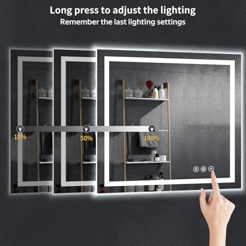 36"x40" LED Bathroom Mirror with Lights (Frontlit & Backlit / 40"L x 36"W)