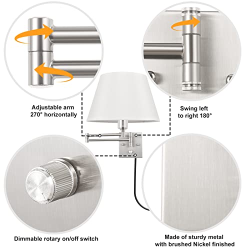Dimmable Wall Sconce Plug in (White / Large)