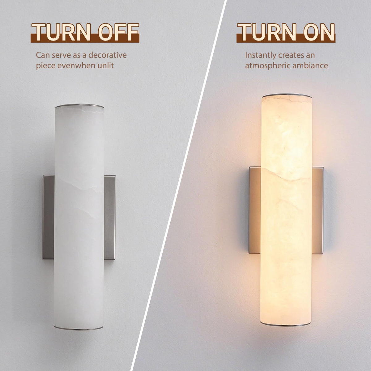 14.2in Alabaster Wall Sconces (Nickel-14.2in-1 Pack)