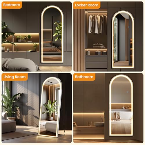LED Arched Full Length Mirror (White Led-arched / 71"L x 26"W)