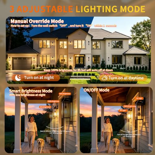 19 Inch Motion Sensor Dawn to Dusk Outdoor Sensor Light Fixture Waterproof Porch Lights Anti (19 Inch)