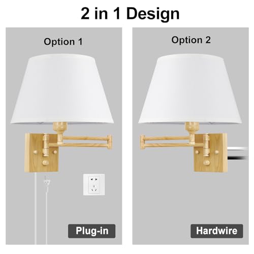 Remote Control Dimmable Wall Sconce (Oak color-Remote / Large)