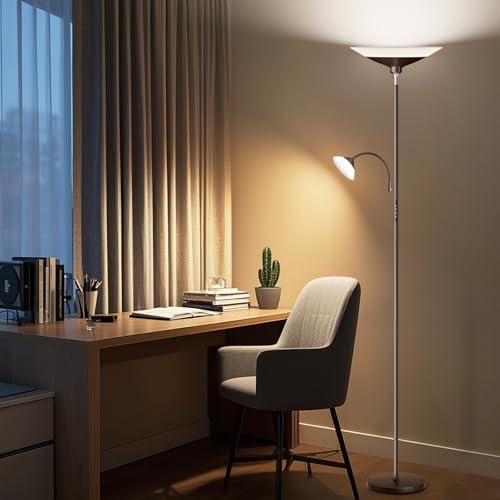 Brown Torchiere LED Floor Lamp (Brown)