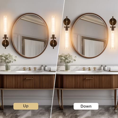 19.5" Knurled‑Craft Hardwired Bronze Wall Sconce (Bronze-Clear Tube / 19.5″-1 Pack)