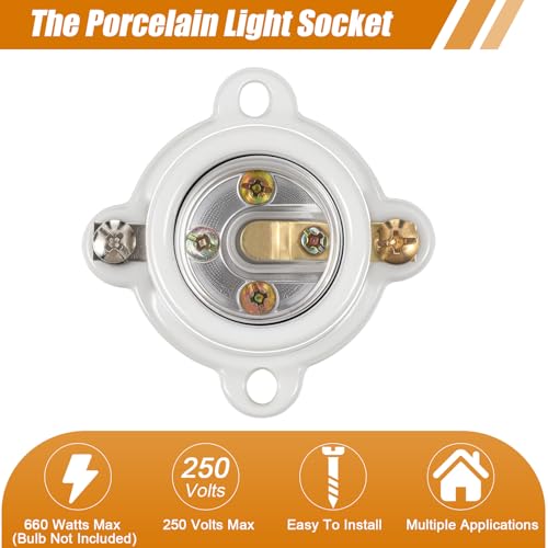 4 Pcs E26 Light Socket Porcelain Lamp Holder Medium Base
