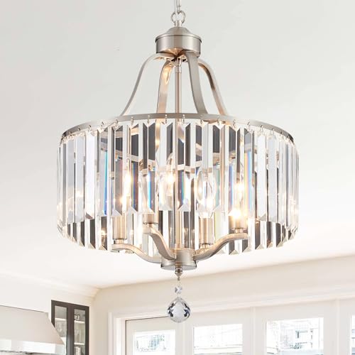 Modern Crystal Chandeliers Round 4 (169-Brushed Nickel)