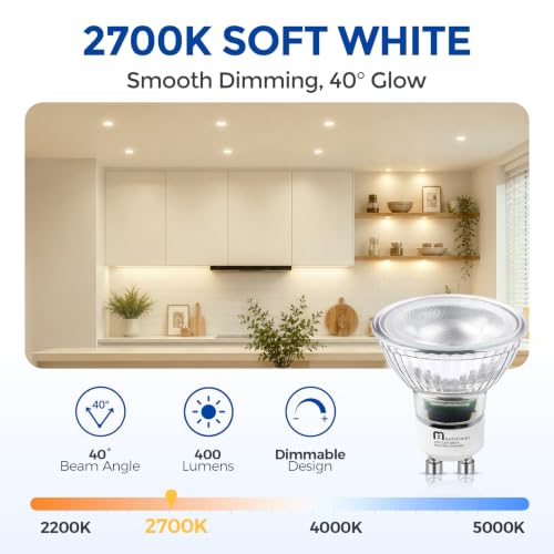 Dimmable GU10 LED Light Bulbs (10 Count (Pack of 1) / 2700k Soft White -5.5w)