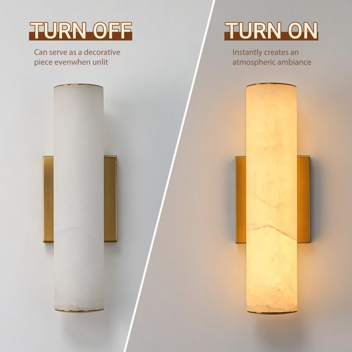 14.2in Alabaster Wall Sconces (Gold-14.2in-1 Pack)