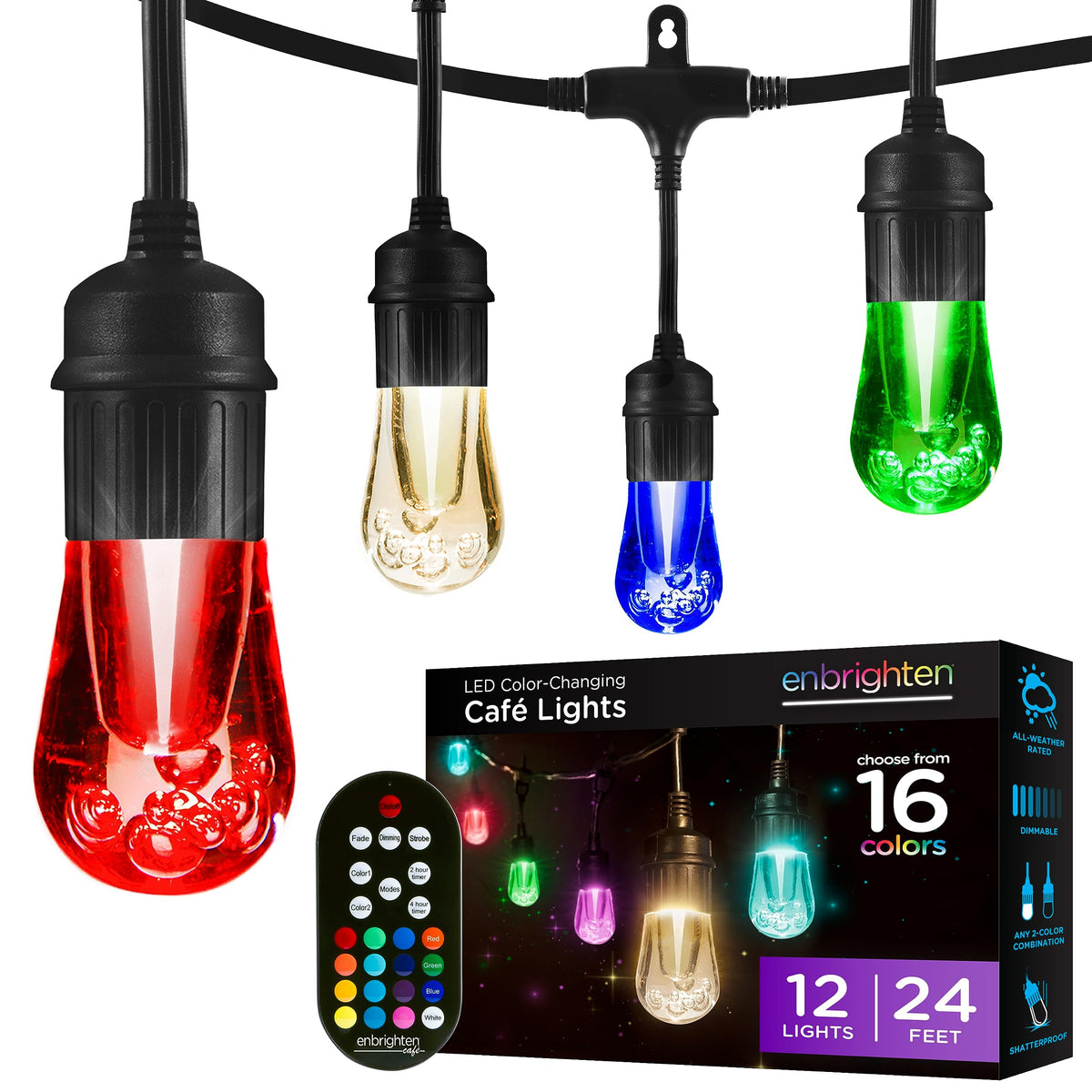 Vintage Outdoor String Lights (24ft / Black)