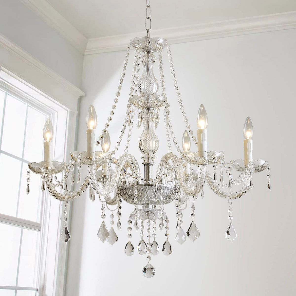 Saint Mossi 6 Light Chandelier Modern K9 Crystal Chandelier Lighting (Clear Crystal / W28" 1 Tier)