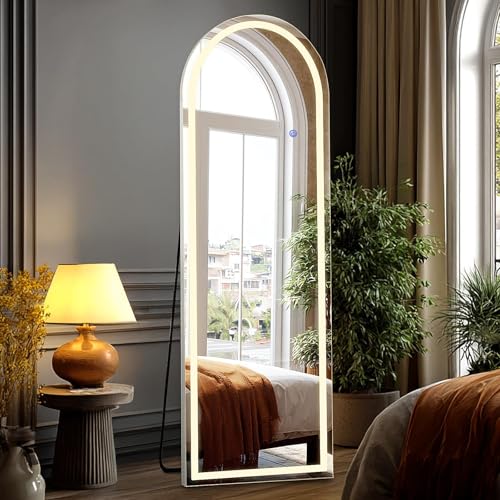 Arched LED Mirror Full Length Standing (White- Arched / 60"L x 16"W)