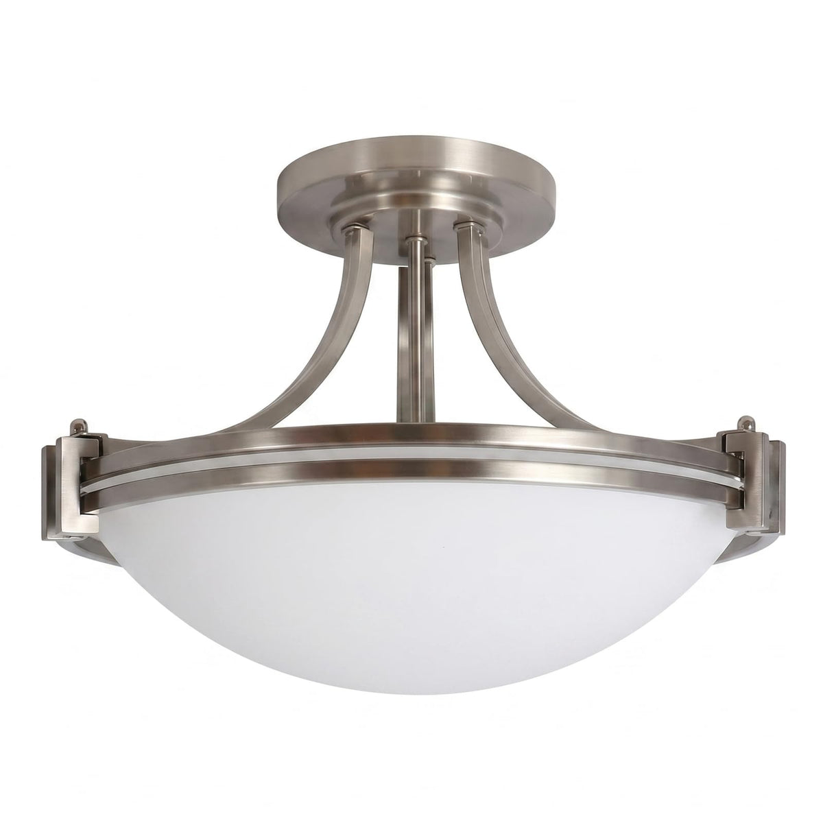 16 inch Brushed Nickel Semi Flush Mount Ceiling Light Fixture (16in Brushed Nickel)
