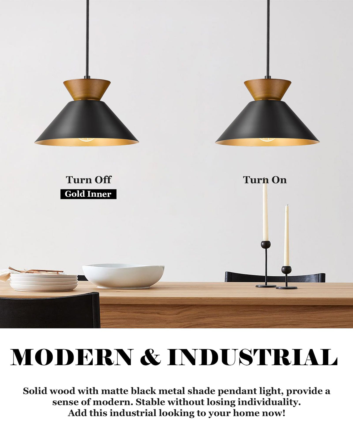 Modern Pendant Light Kitchen Island (Black - 1 Pack)