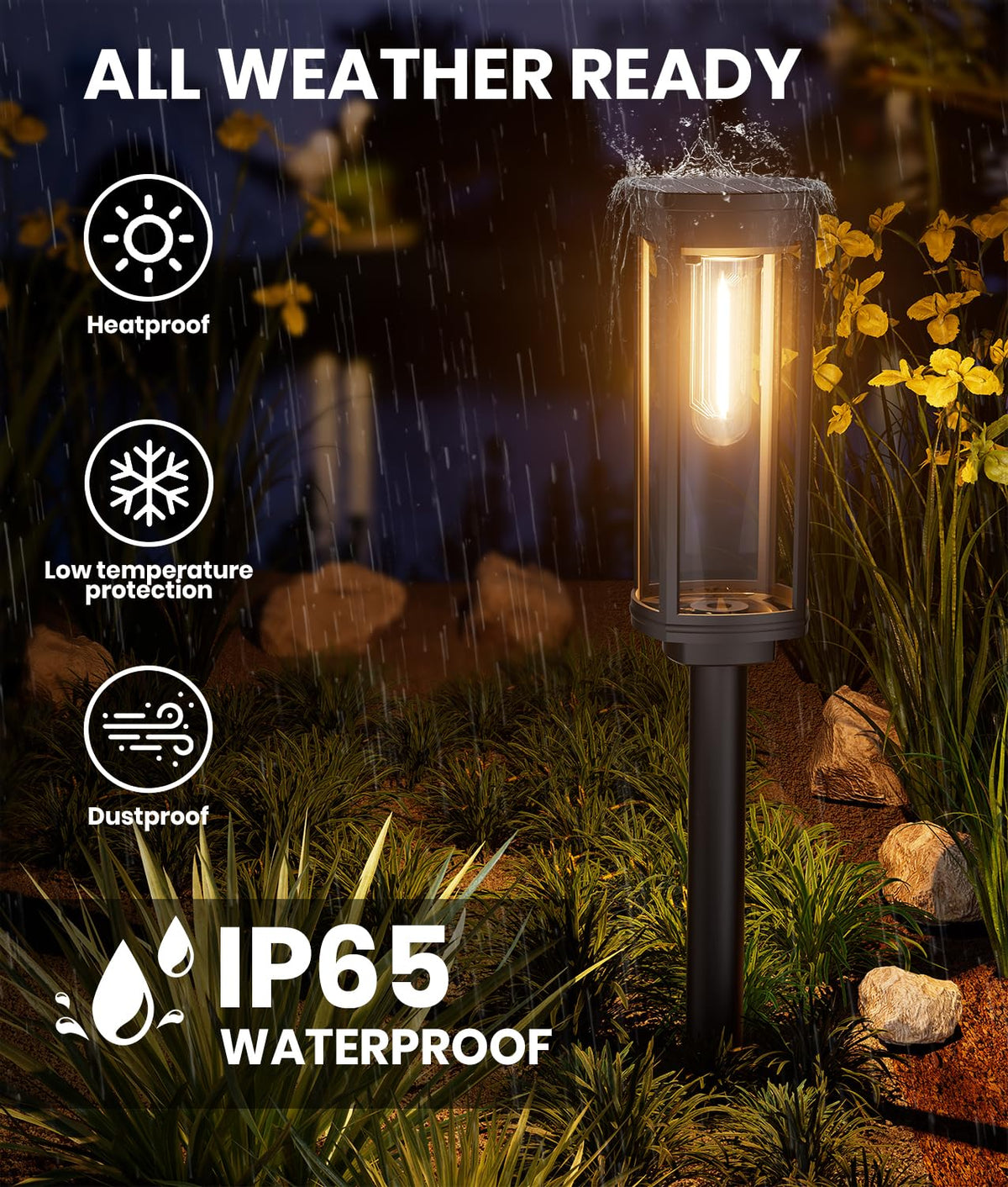 Solar Pathway Lights Outdoor 4 Pack