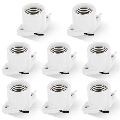 8 Pcs E26 Light Socket Porcelain Keyless Lamp Holder