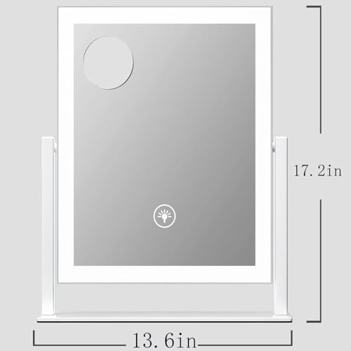 17.2 x 13.6 in Lighted Makeup Mirror (White 1 / 17.2"L x 13.6"W)