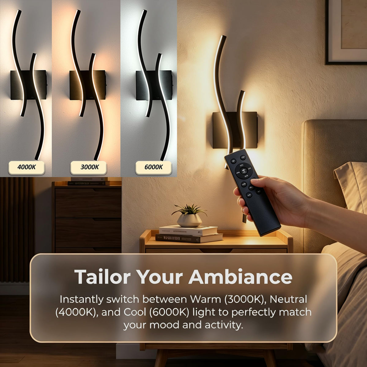 Battery Operated USB Rechargeable Wall Sconce (Black-Dimmable / Battery Charge)