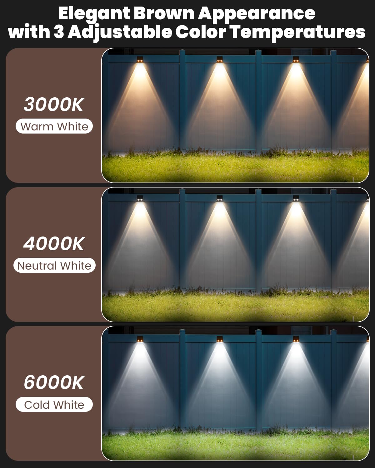 Brighter Solar Fence Lights (Brown / 8 Pack Solar Fence Lights)