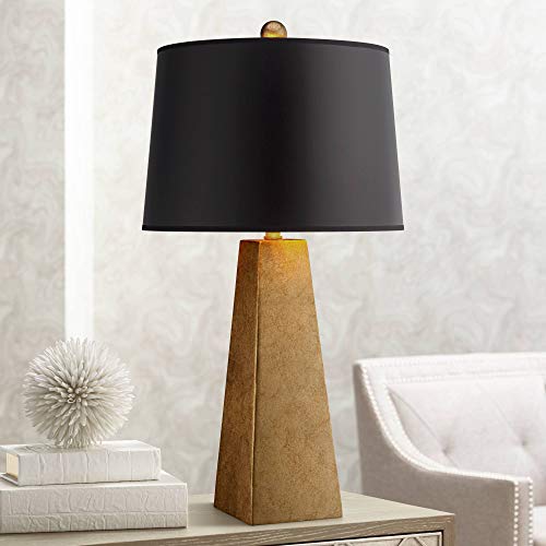 Obelisk 26" Tall Table Lamp Gold Black Shade Finish Modern (Gold)
